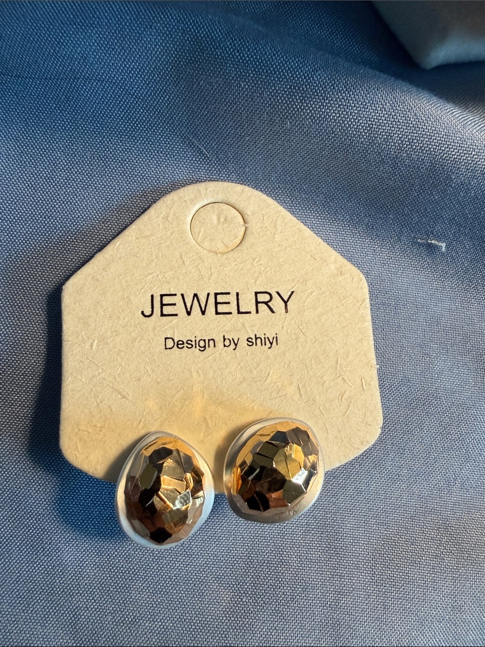 Gold Faceted Dome Stud Earrings